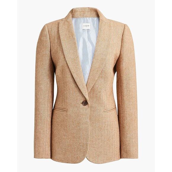 J Crew tan Herringbone wool-blend Holland blazer sz 16 $250 - Picture 2 of 9